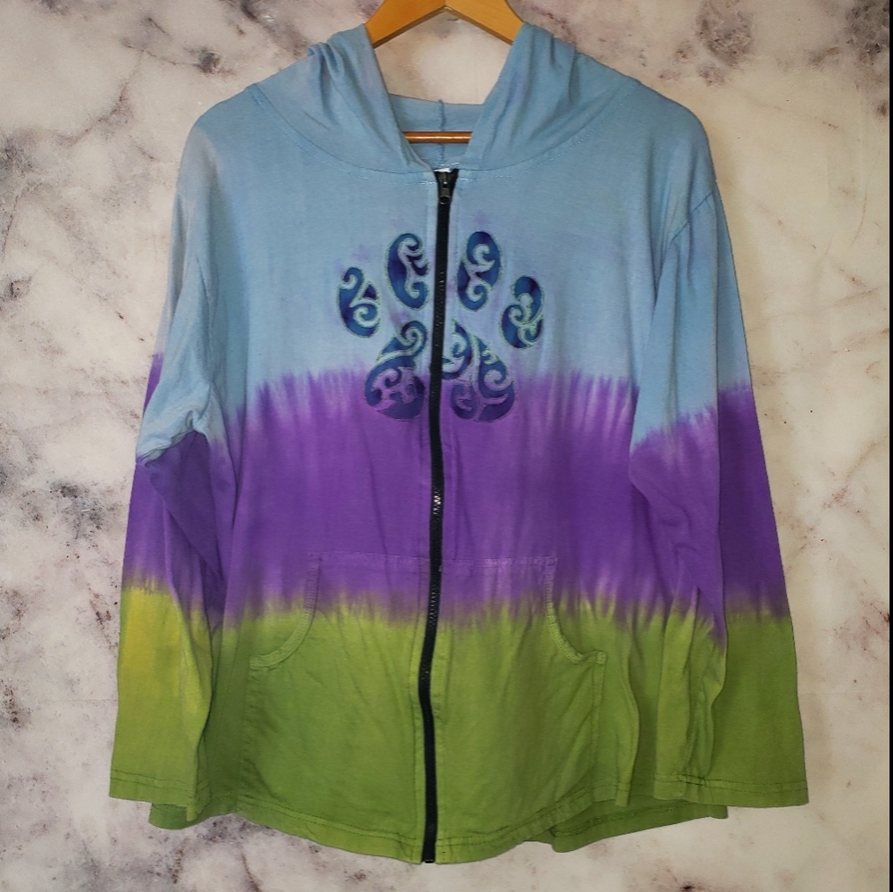 Greater Good Network tie dye zip up hoodie 1X